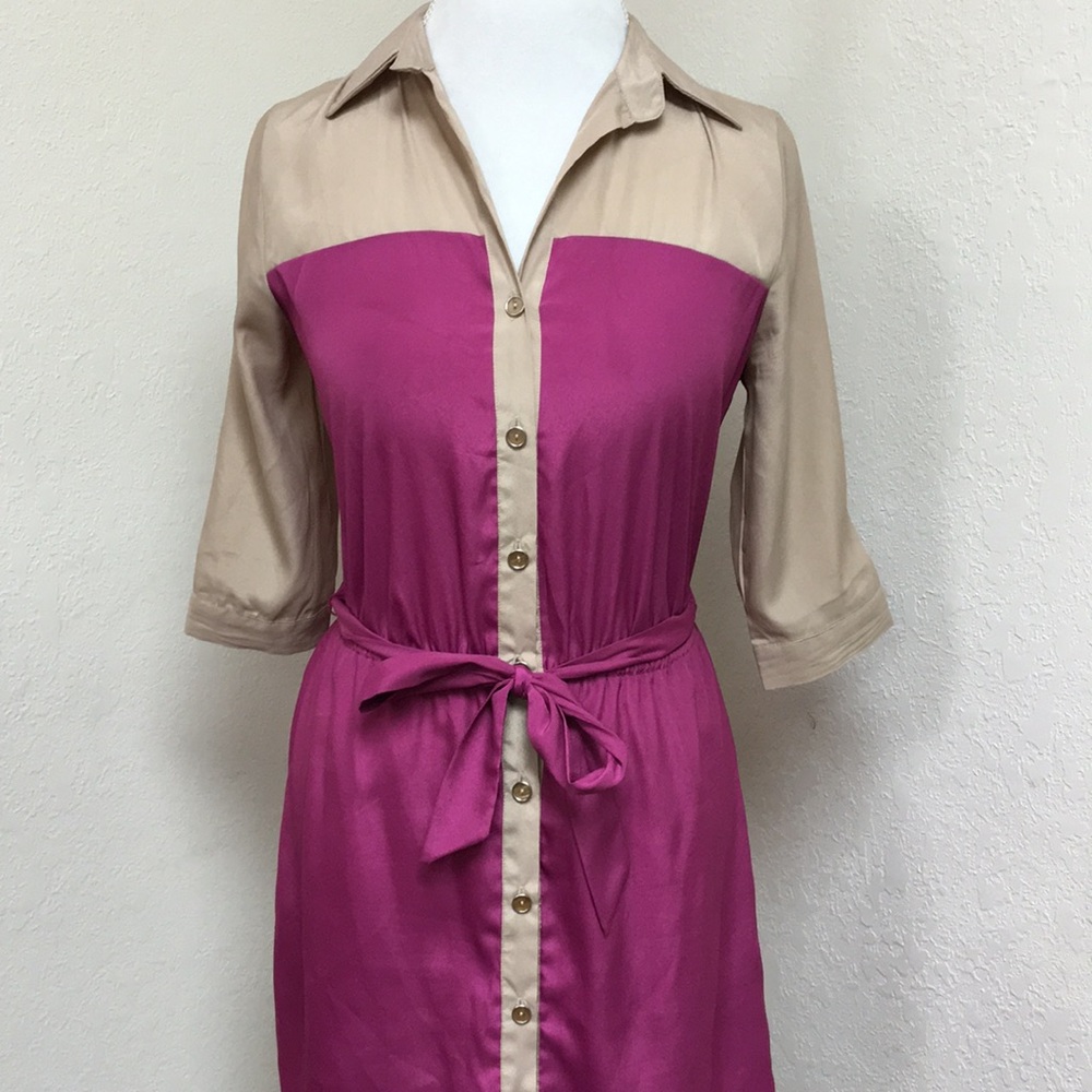 Soulmates Fuchsia and Tan Dress